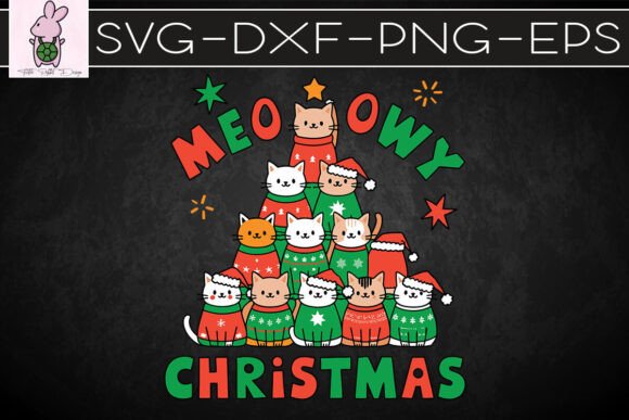 Cat Christmas Tree Meowy Cat SVG for Crafts & Graphics