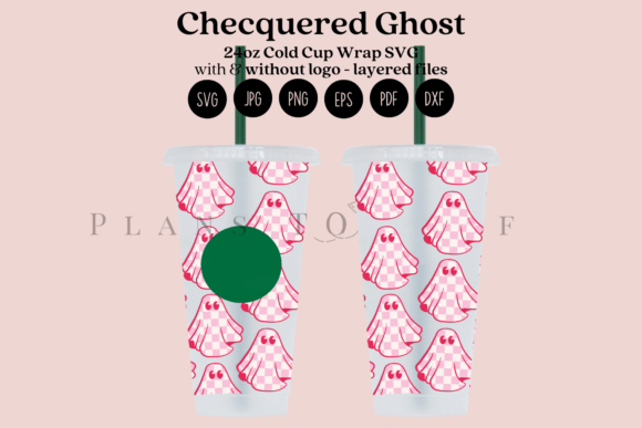 Checquered Ghost 24oz Cold Cup Tumbler Graphics
