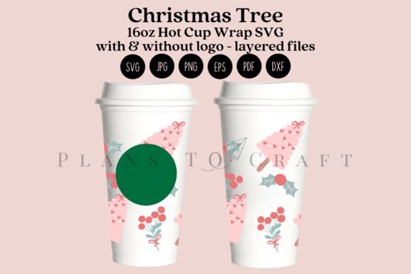 Christmas Tree 16oz Hot Cup Tumbler Wrap Graphics