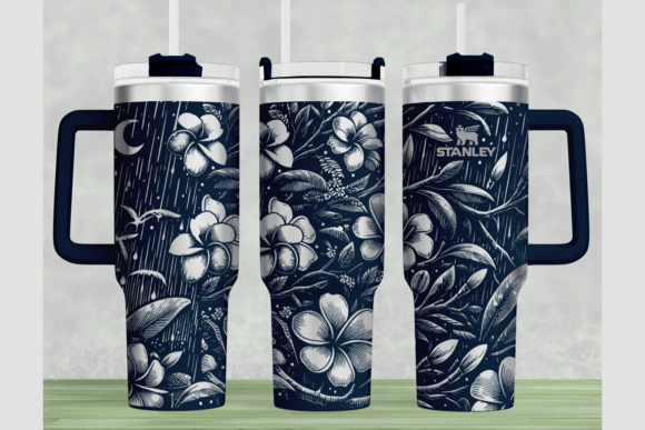 Frangipani Stanley 40oz Laser Wrap SVG: Graphics for Tumbler Wraps