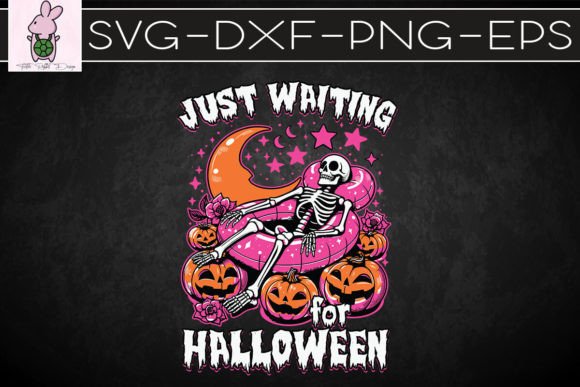 Funny Skeleton Waiting Halloween SVG Graphics for Crafts