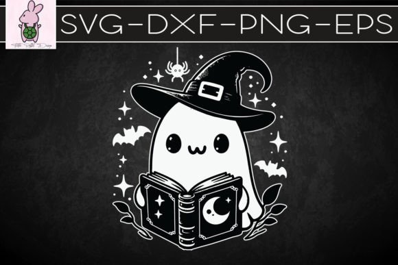 Ghost Book Reading Halloween SVG: Graphics for Crafts
