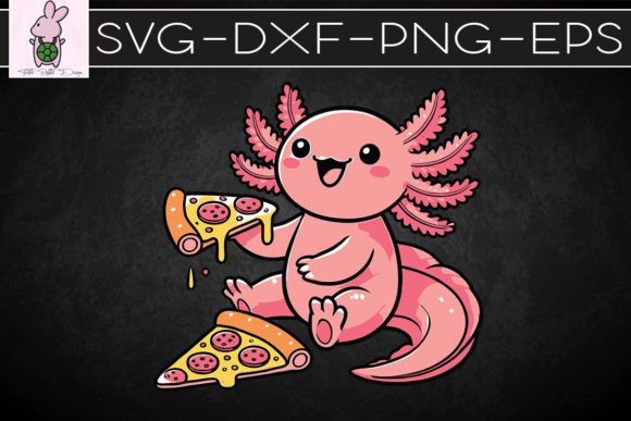 Kawaii Axolotl Eating Pizza SVG for Crafts & Graphics