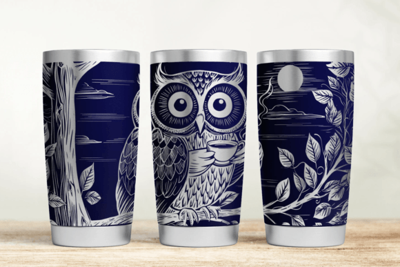 Owl and Coffee 20oz 30oz Laser Wrap SVG