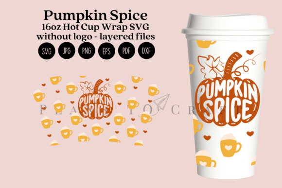 Pumpkin Spice 16oz Hot Cup Tumbler Wrap Graphics