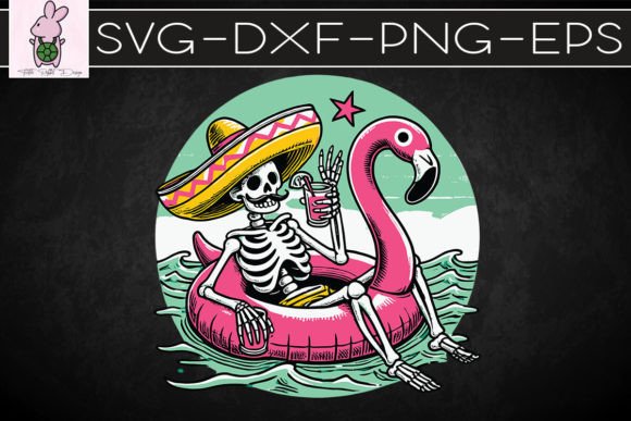 Skeleton Flamingo Vacation Beach SVG: Graphics for Crafts & Content