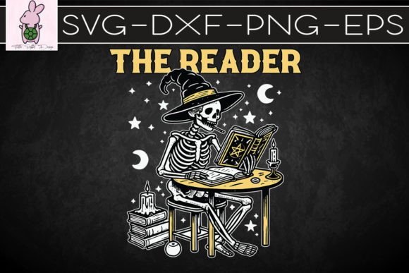 The Reader Witch Skeleton Halloween SVG: Graphics for Crafts