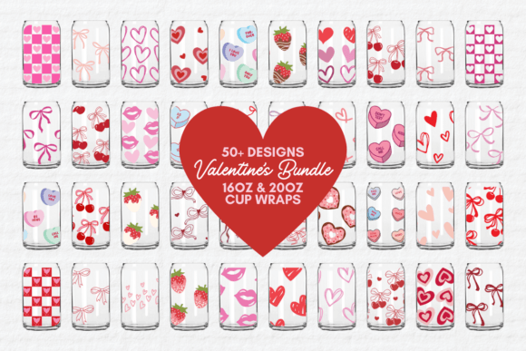 Valentine’s Day Glass Can SVG Bundle: Graphics & Illustrations